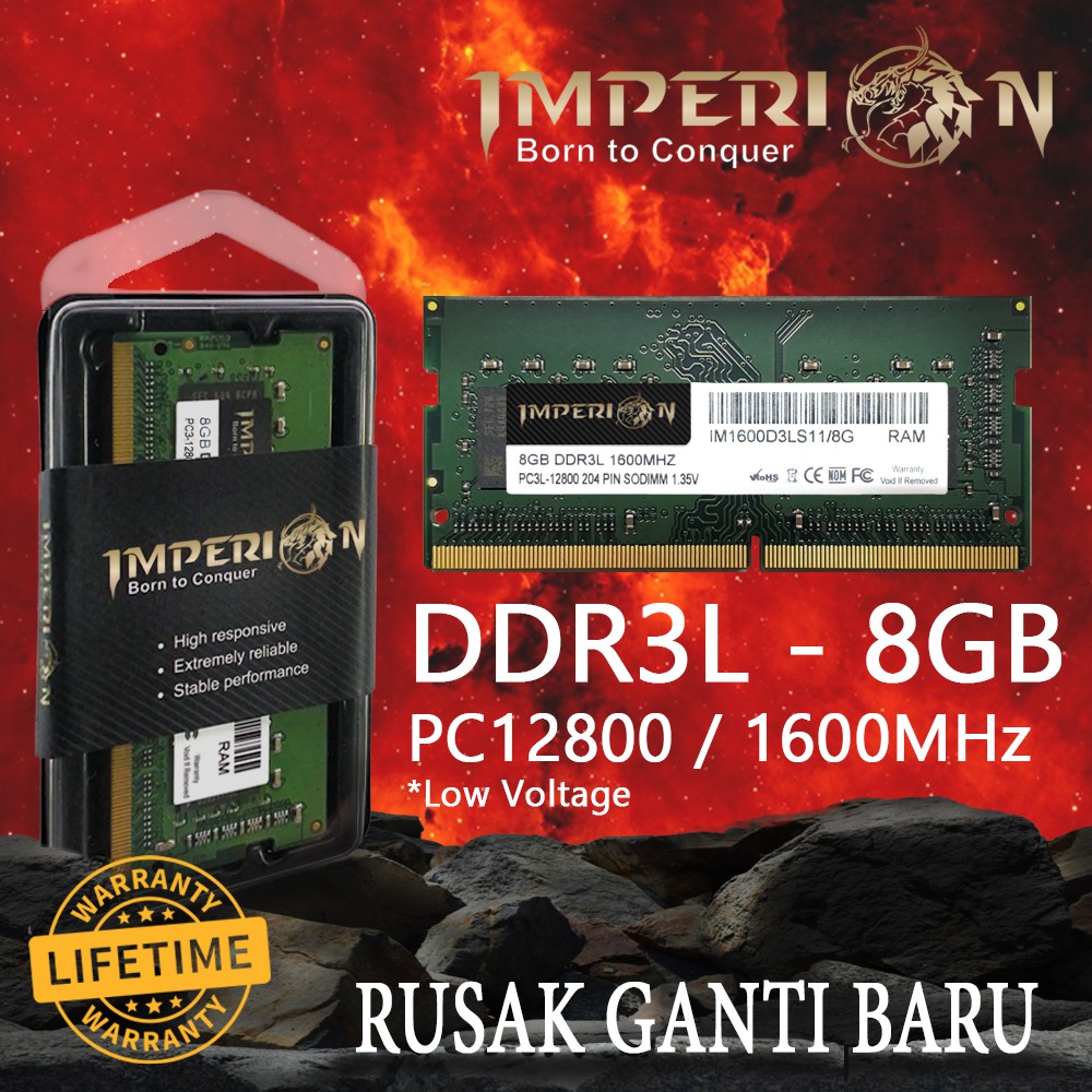 IMPERION DDR3L 8GB PC 12800 SODIMM: Upgrade Hemat Daya Laptop Lama, Kinerja Teruji